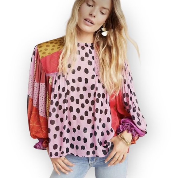 Anthropologie Bl^nk London Miranda Peasant Blouse, XL - Picture 3 of 16
